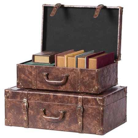 VINTIQUEWISE Suitcase Storage Trunk with Faux Leather, PK 2 QI003979.2
